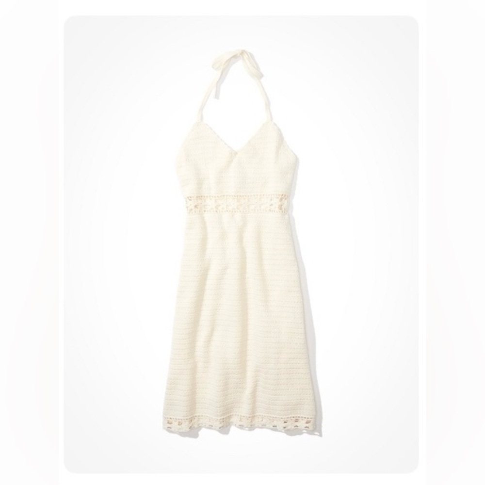 American Eagle Crochet Halter Mini Dress